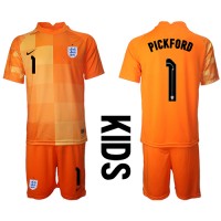 Engleska Jordan Pickford #1 Golmanski Gostujuci Dres za djecu SP 2022 Kratak Rukav (+ Kratke hlače)